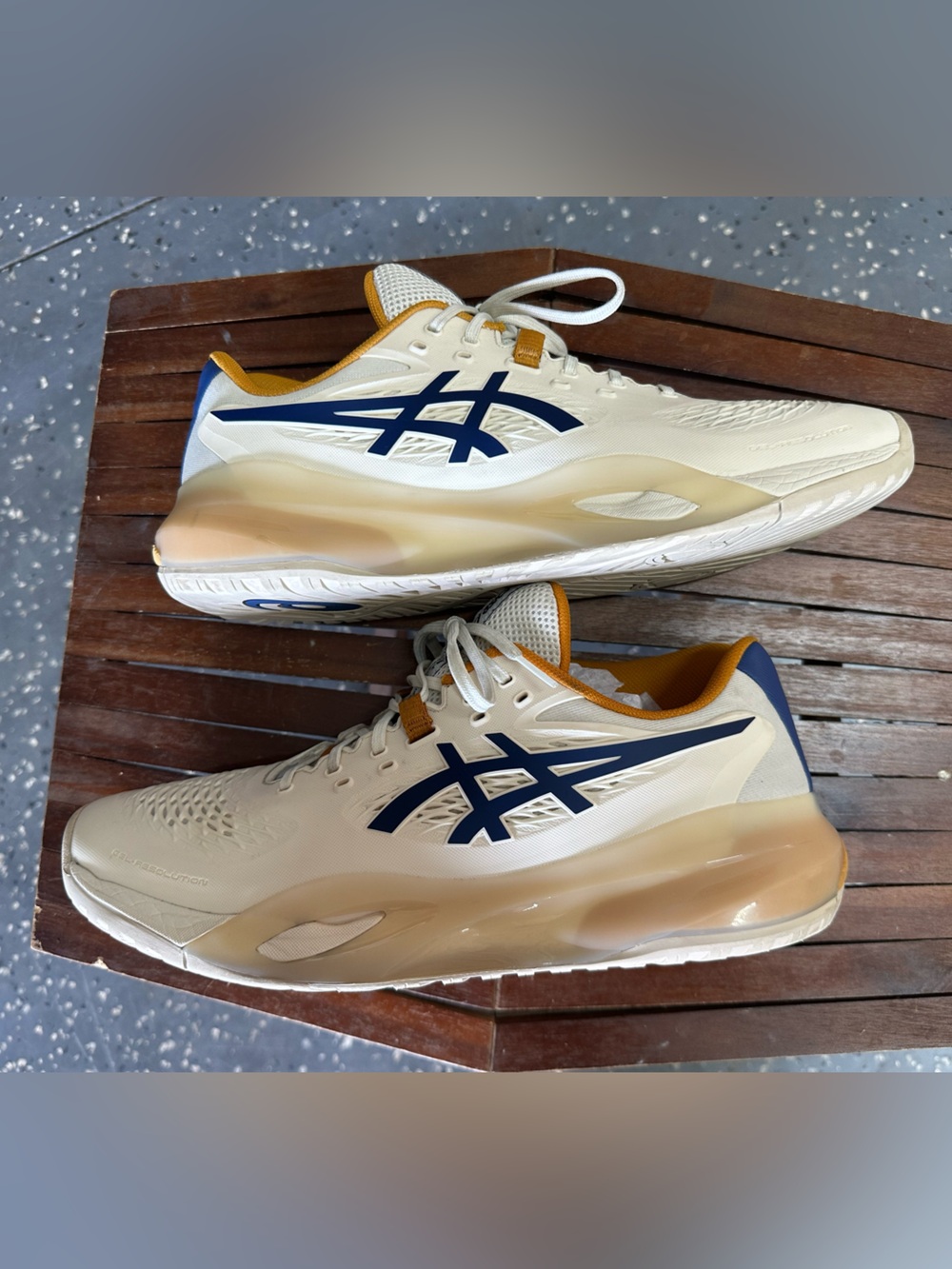 Asics Gel Resolution X Cream/Deep Ocean Men's Shoes